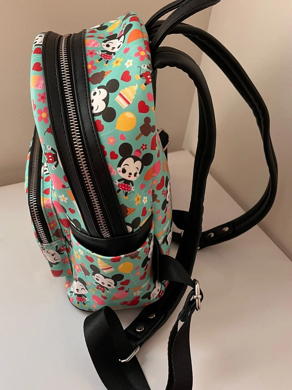 Disney Parks x Loungefly Mickey Minnie Mouse Sweet Treats Mini Backpack Aqua